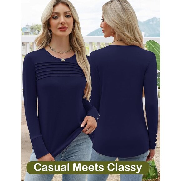 Women’s Long Sleeve Blouse Fall Casual Dressy Tops for Work and Outings - Picture 4 of 6